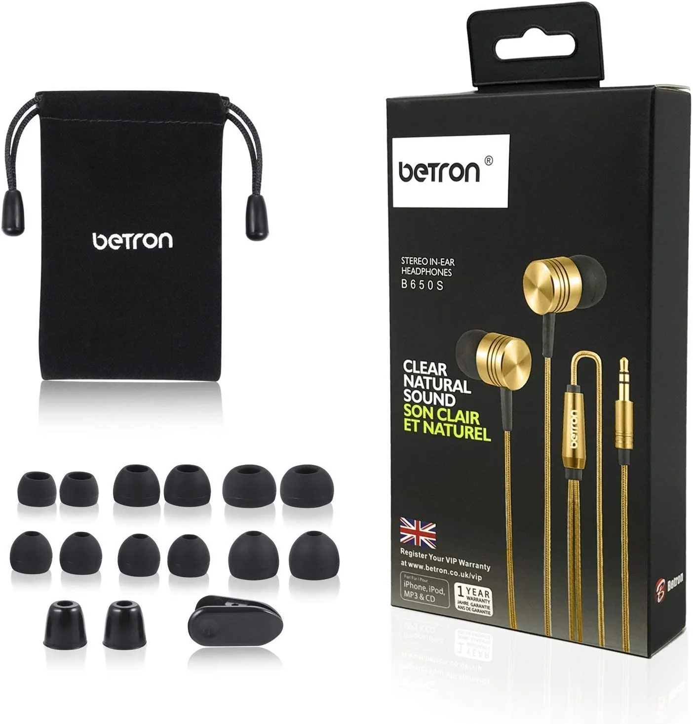Betron B650 Earphones Noise Isolating Earbuds Heavy Deep Bass Headphones Microphone Volume Control - Image 20